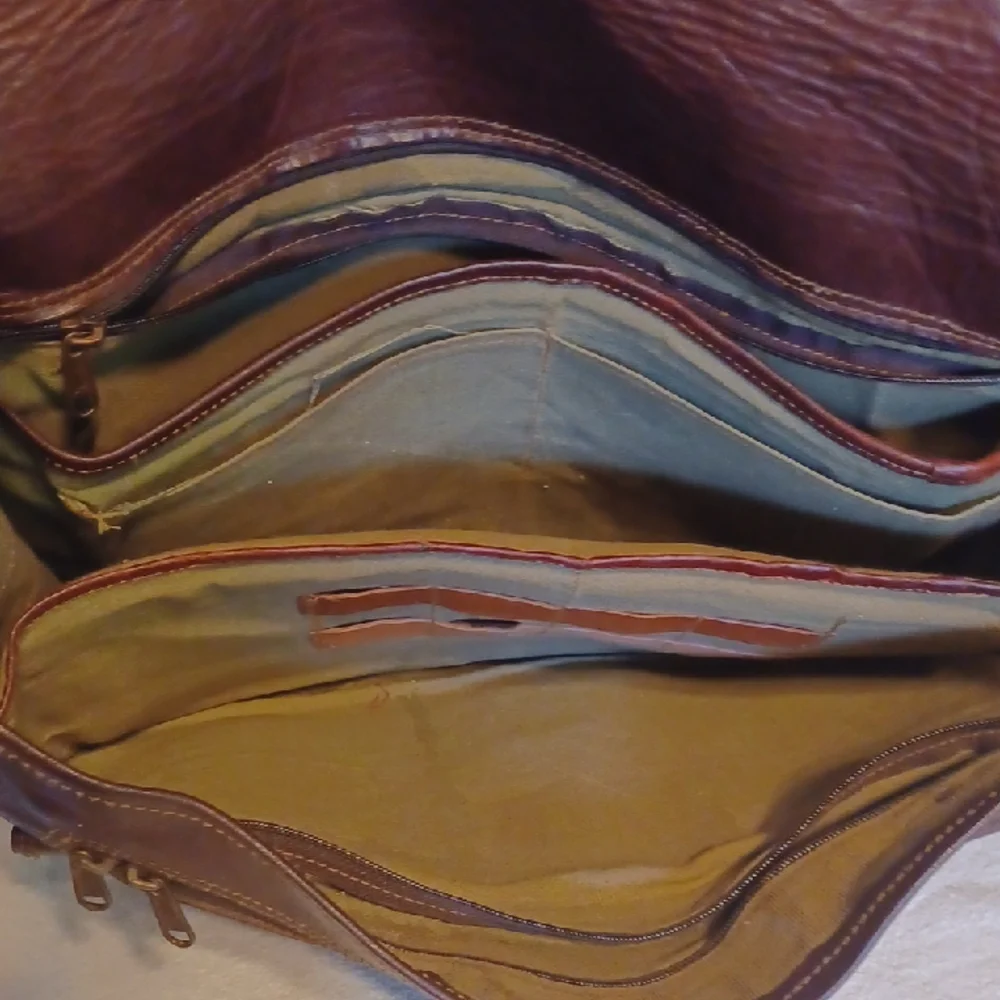 Vintage Brown Leather Messenger Bag Brief Case CUERO